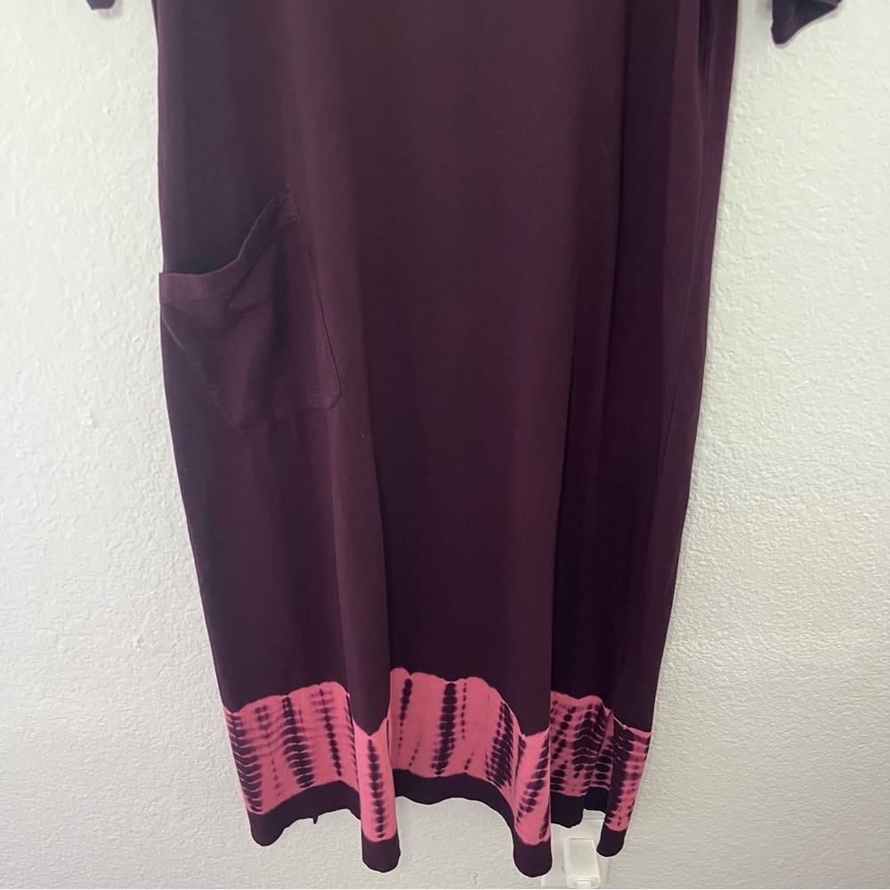J.JILL PURE JILL TIE-DYED-BORDER PONTE KNIT MIDI DRESS IN ACAI MULTI SMALL - Picture 5 of 14
